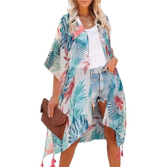 Women's Beach Cover up Swimsuit Kimono 032 - Picture 1 of 7